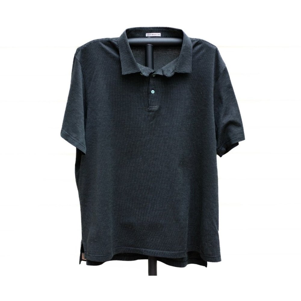 Peter Millar Crown Golf Polo Shirt 2XL‎ Neon Green on Black BirdsEye Knit Preppy